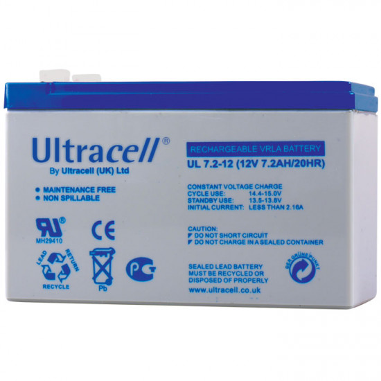 ULTRACELL 12V 7.2AH F1 Μπαταρία μολύβδου 12V 7.2Ah    Διαστάσεις:  - Μήκος: 151mm  - Πλάτος: 65mm  - Ύψος: 93.5mm  - Τύπος Terminal: F1 - ULTRACELL