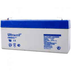 ULTRACELL 6V 3.4AH Μπαταρία μολύβδου 6V 3.4Ah    Διαστάσεις:  - μήκος: 13,4 cm  - πλάτος: 3,4 cm  - ύψος: 6 cm  - Τύπος Terminal: F1 - ULTRACELL