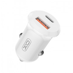XO CC69 Universal φορτιστής αυτοκινήτου με 2 εξόδους, 1x USB-A & 1x USB-C σε λευκό χρώμα - XO