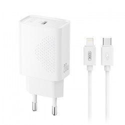 XO L160 WITH LIGHTNING CABLE Universal φορτιστής USB-C, 20W και αποσπώμενο καλώδιο USB-type C αρσ. - Lightning σε λευκό χρώμα - XO