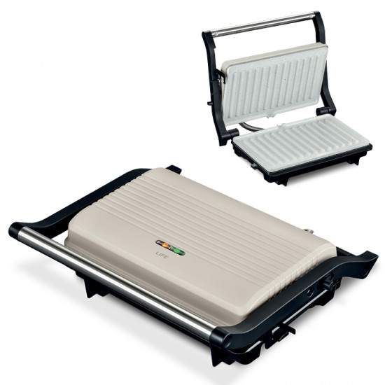 LiFE HERO Warm Grey Series Τοστιέρα με grill πλάκες κεραμικής επίστρωσης, 1000W - LiFE