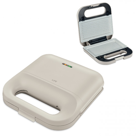 LiFE BODEGA Warm Grey Series Τοστιέρα με αποσπώμενες grill πλάκες κεραμικής επίστρωσης, 750W - LiFE