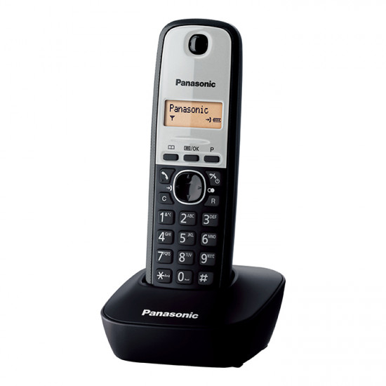 PANASONIC KX-TG1611GRG Ασύρματη τηλεφωνική συσκευή μικρού μεγέθους με αναγνώριση κλήσης και διάρκεια ομιλίας έως 15 ώρες, σε μαύρο/ασημί χρώμα. - PANASONIC