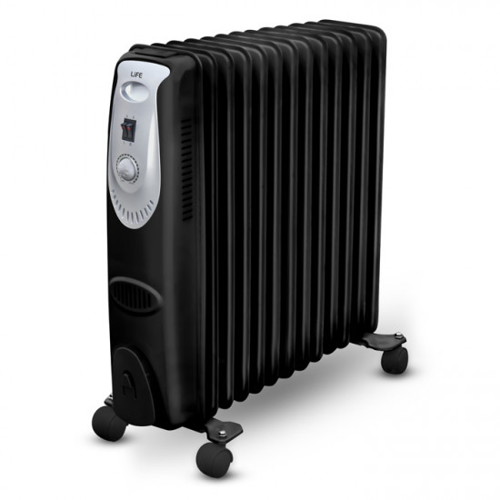 LiFE COMFY XL Dark Ηλεκτρικό καλοριφέρ λαδιού με 13 φέτες μεγάλου μεγέθους, 2500W, σε μαύρο χρώμα. - LiFE