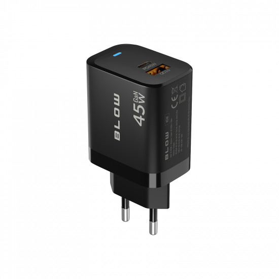 Φορτιστής 45W USB + USB-C PD GaN με καλώδιο BLOW