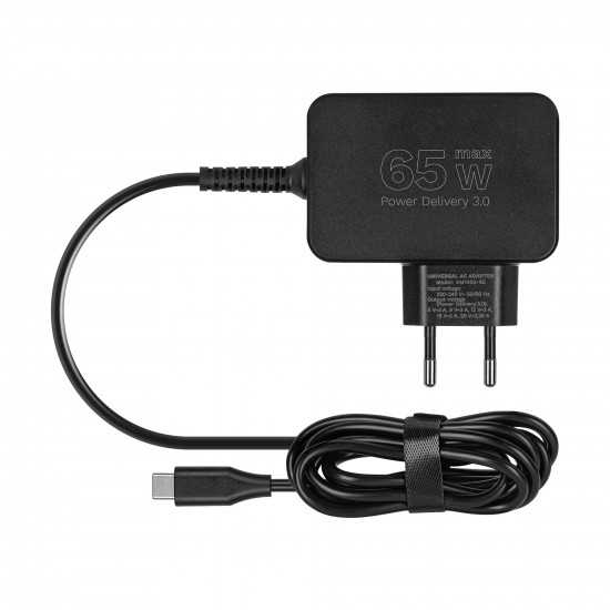 Universal φορτιστής laptop USB-C 65W για Dell/HP/Lenovo/Sony/Samsung με αποσπώμενο καλώδio Kruger&Matz