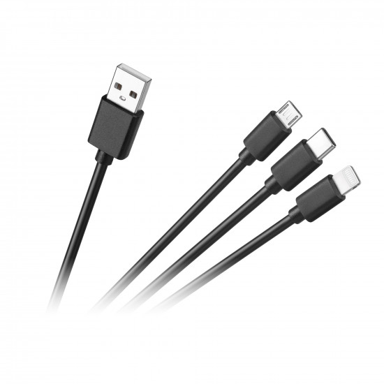 Καλώδιο 3 σε 1 USB A - micro/C/Lightning 1.2m Cabletech