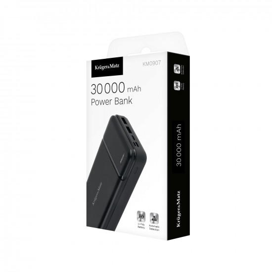 PowerBank 30000mAh Kruger&Matz (USB Type C, micro USB, Lightning, 2x USB-A) KM0907