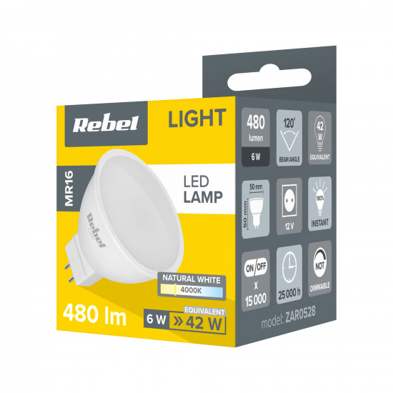 Λάμπα LED MR16 6W/12V 4000K Rebel