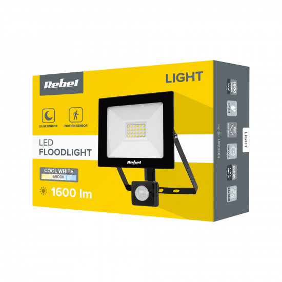 Προβολέας LED 20W 6500K 230V με αισθητήρα κίνησης/λυκόφωτος (28x2835 SMD) Rebel