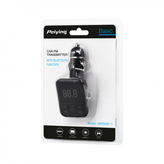 Πομπός FM αυτοκινήτου με λειτουργία bluetooth και θύρα USB Peiying
