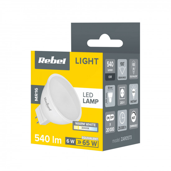 Λάμπα LED 6W/12V MR16 3000K Rebel