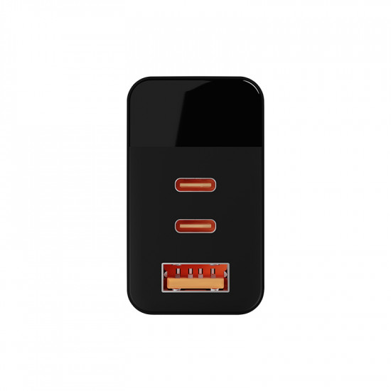 Φορτιστής LCD με USB + 2x USB-C PD 65W GAN BLOW μαύρος