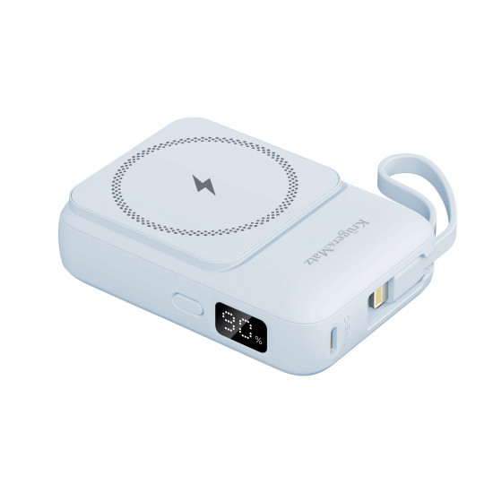 Powerbank 10000mAh wireless με USB/USB-C/Lightning Mag Safe Kruger&Matz γαλάζιο
