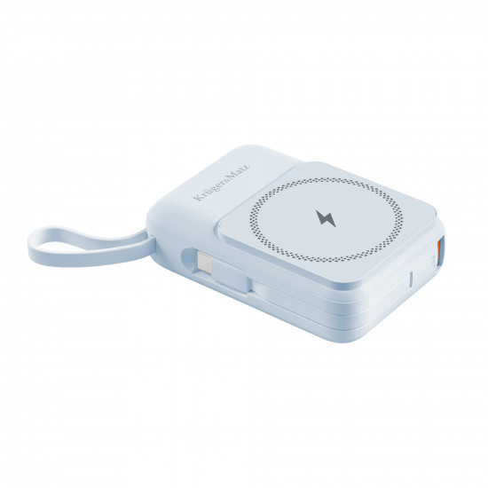Powerbank 10000mAh wireless με USB/USB-C/Lightning Mag Safe Kruger&Matz γαλάζιο