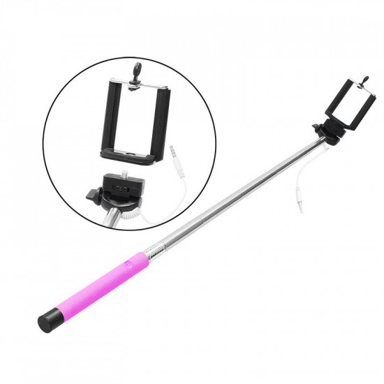 Selfie Stick 3.5mm Jack Ροζ