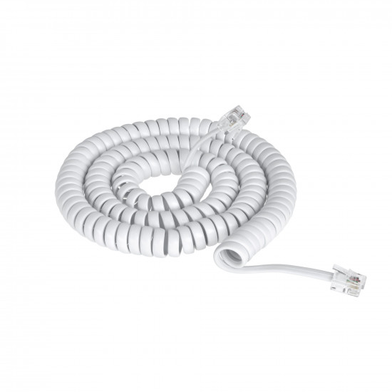 Καλώδιο Ακουστικού 4P4C Spiral Λευκό 2.1m