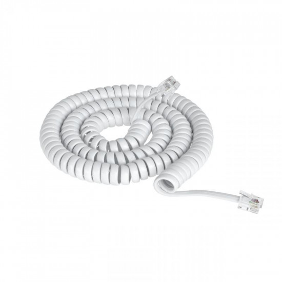 Καλώδιο Ακουστικού 4P4C Spiral Λευκό 4.2m, 4704