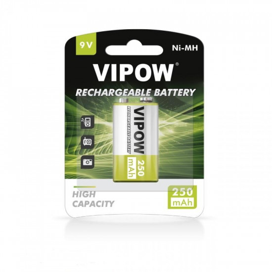 Επαναφορτιζόμενες μπαταρίες HF9/250 9V 250mAh VIPOW