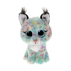AS TY Beanies: Χνουδωτό Beanie Boos Γατούλα Τιρκουάζ με πολύχρωμες βουλίτσες  15εκ. (1607-37406)