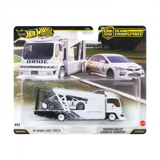 Mattel Hot Wheels Premium: Car Culture Team Transport – Hw Honda Civic Type-R & Kousoku Hauler Vehicles (JHX94)