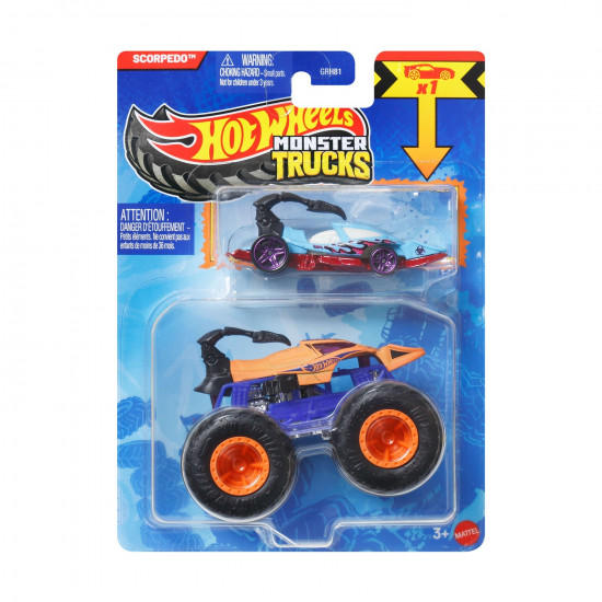 Mattel Monster: Trucks Vehicle With Small Car – Hw Mt Die-Cast & Truck 10 (JJT61)