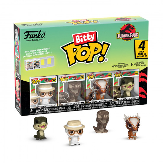 Funko Bitty Pop! 4-Pack: Jurassic Park - John Hammond, Tyrannosaurus, Fossil, Stygimoloch, Velociraptor Vinyl Figures