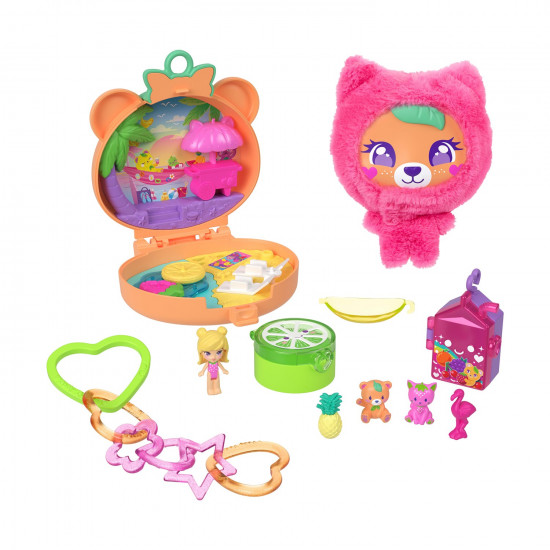 Mattel Polly Pocket: Tiny Worlds - Plushie Bear Compact Playset (JKC79)