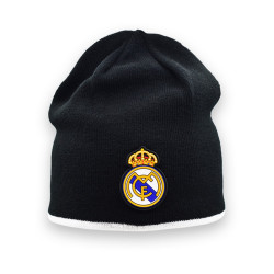 Real Madrid CF Official Beanie – Black Knit with Crest Patch – Size U (RM5GO2)