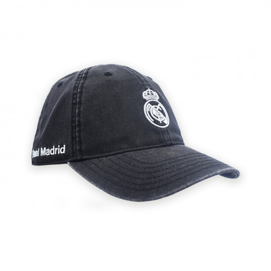 Real Madrid CF Official Cap – Washed Black Cotton Cap – Size U (RM3GO26)
