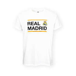 Real Madrid CF Official T-Shirt – White 'Real Madrid Since 1902' Boxed Logo – Size M (RM1CE115)