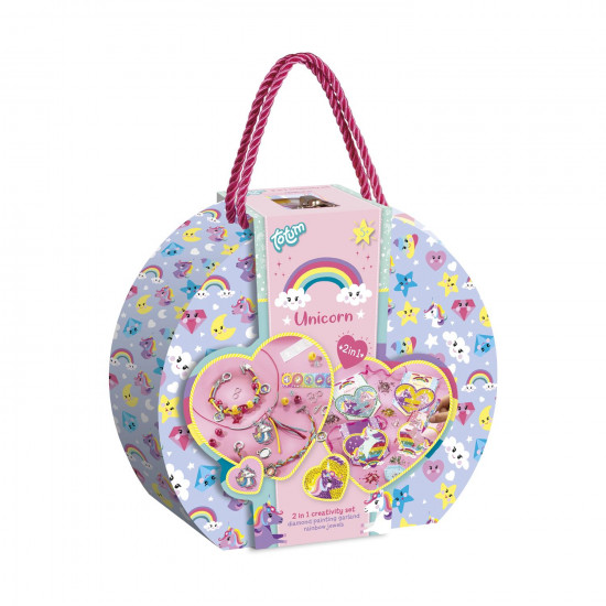 Totum: Unicorn - 2 In 1 Creativity Set Diamond Painting & Garland Rainbow Jewels (TT071506)