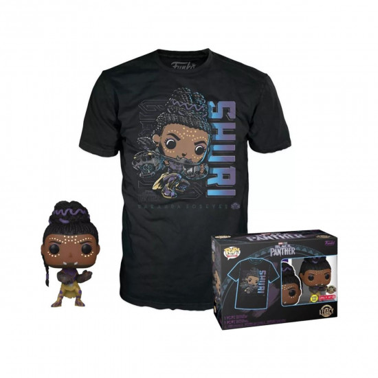 Funko Pop! & Tees (Adult): Marvel Black Panther - Shuri (Glows in the Dark) Bobble-Head Vinyl Figure & T-Shirt (M)