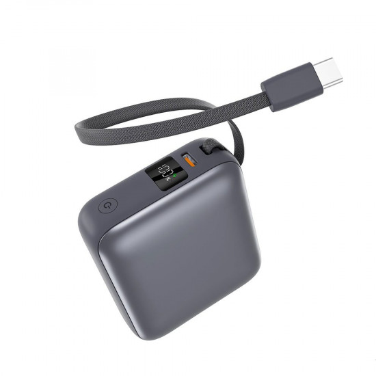 QCY PB10C Grey 10000mAh 35W PD fast charge power bank - Digital Display, Fireproof ABS+PC
