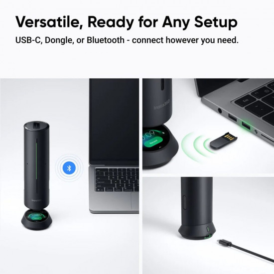 Insta360 Wave Graphite Black - AI Speakerphone for Meetings, Recordings, Podcasts, Live Streams