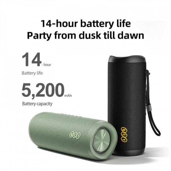 QCY SP7 Red -  Portable Bluetooth Speaker w Stereo Sound 40W, Mic for Calls, RGB Light Show