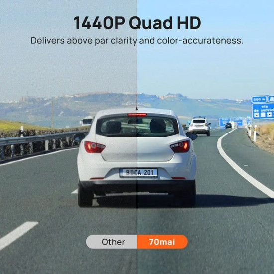70mai A400-1 Dash Cam Grey w. Screen set w. Rearview cam RC09 - 1440P, 145FOV, 500mAh Car Camera