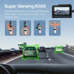 70mai A810-2 Front & Rear Dash Cam 4K w. Screen Set w. RC12 Rearview Cam - 2160p 60FPS 150FOV GPS