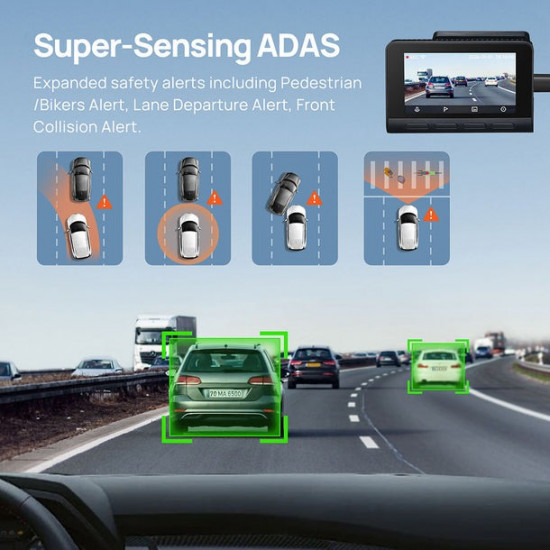 70mai A810-2 Front & Rear Dash Cam 4K w. Screen Set w. RC12 Rearview Cam - 2160p 60FPS 150FOV GPS