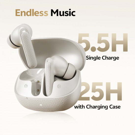 QCY Buds ANC Cream Grey (HT15) - 45db ANC TWS Earbuds 35h 5 mic ENC, ear-canal adaptive tech,