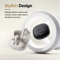 QCY Buds ANC Black (HT15)- 45db ANC TWS Earbuds 35h 5 mic ENC, ear-canal adaptive tech, leather case