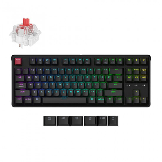 Keychron C3 Pro (C3PX-H1) QMK/VIA Mechanical Red Switch - 8K Polling Rate Hot Swap. 80% US RGB