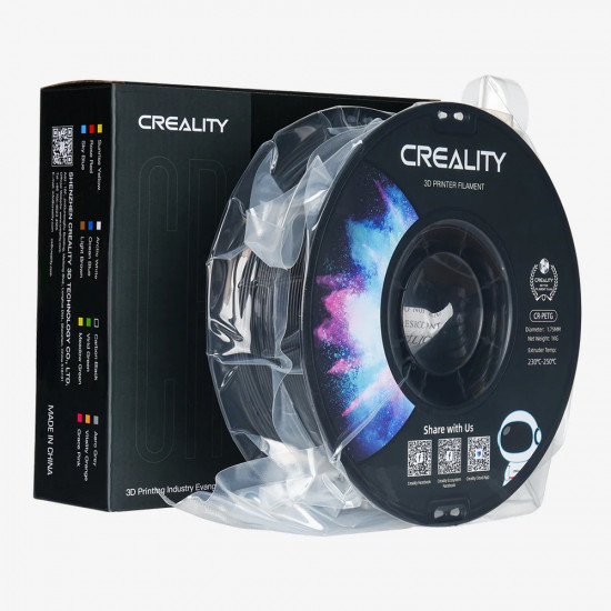 Creality CR-PETG Black 3D Printer Filament, Hard Glossy, Tensile Str. 49MPA, 1 kg Spool1.75