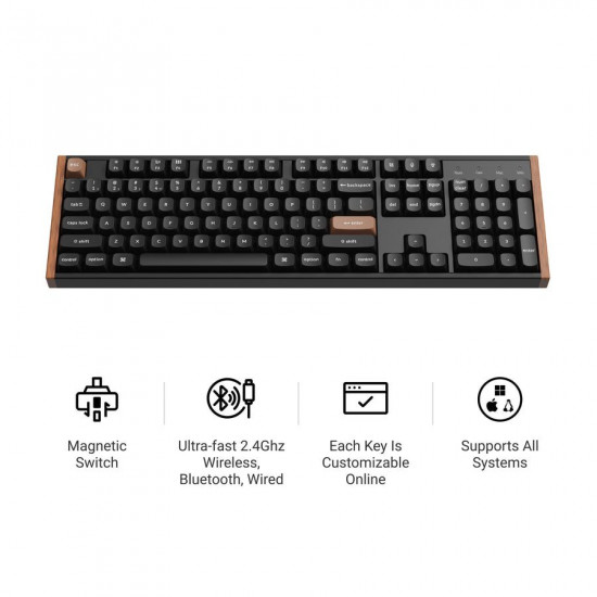 Keychron K10 HE (K10H-F1) Special Wood Edition Wireless Magnetic Hall Effect RGB Keyboard 100% US