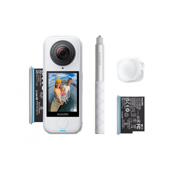Insta360 X4 Air Starter Bundle White - Lightweight 8K 360 AI Act Cam Selfie stick,2xbattery,lens cap