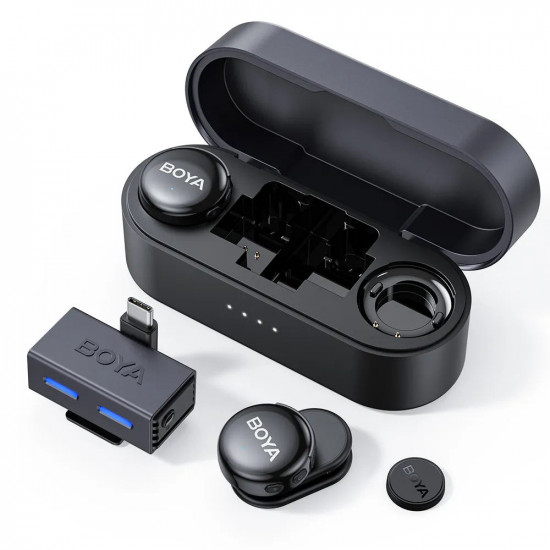 BOYALINK 3 - Type-C & 3,5mm AI-Powered Button Wireless Microphone 2 TX + 1 RX + charging Case