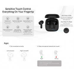 QCY T13 ANC Black - TWS 10mm Dynamic Driver, 4-mic 28dB ANC, Bluetooth 5.3, 7hr-30hr, 75ms latency