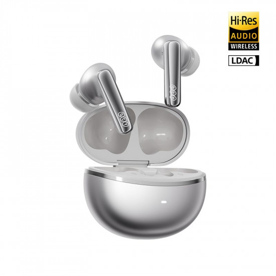 QCY Melobuds N70 ANC Silver Titanium - HT18 TWS Flagship Hi-Res Earbuds BT 6.0 IPX5 Wireless charge