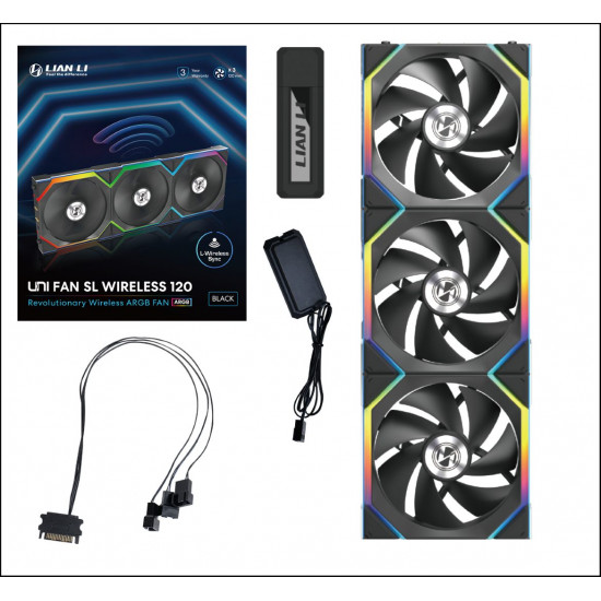 Lian Li UNIFAN SL Wireless 120 -3PCS Black (Triple pack include Controller) - Case Fan
