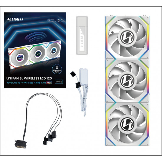 Lian Li UNIFAN SL Wireless LCD 120 -3PCS White (Triple pack include Controller) - Case Fan